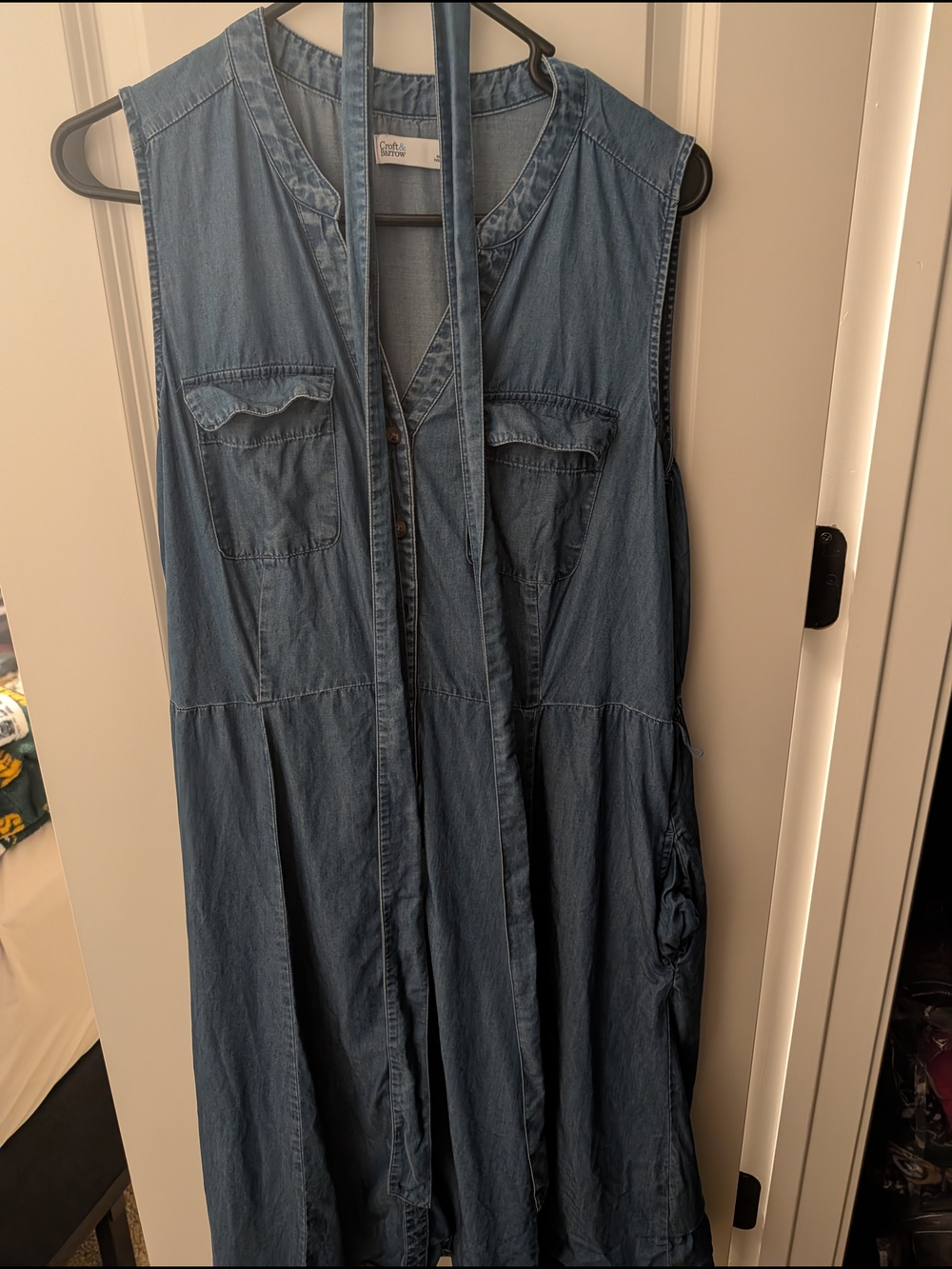 croft & barrow Light Blue Denim Shirt Dress With Pockets Size Large Petite